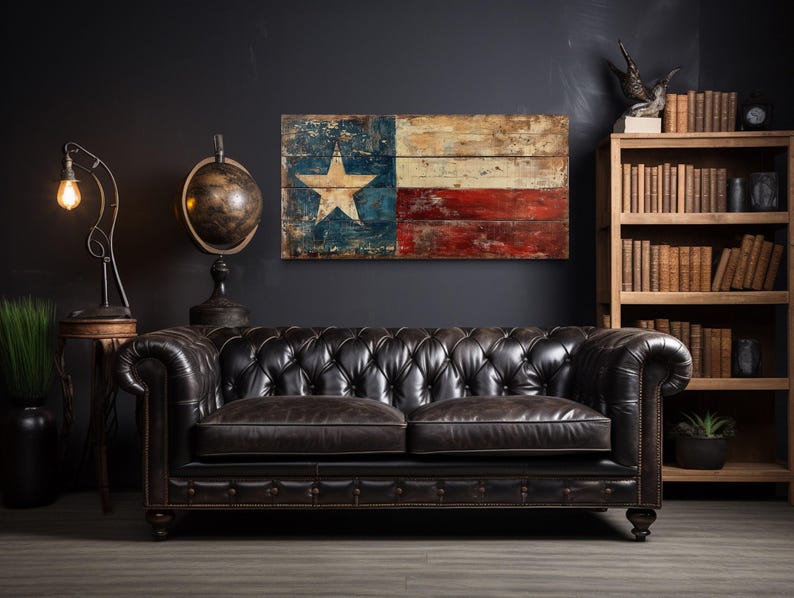 Texas Rustic Decor Rustic Texas Flag Extra Large Wall Art, Painting on Wood Effect Canvas ...