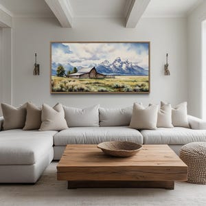 Moulton Barn Painting, Grand Teton National Park Wall Art, Wyoming Scenery Fine Art Canvas PRINT,   Framed Unframed Ready To Hang