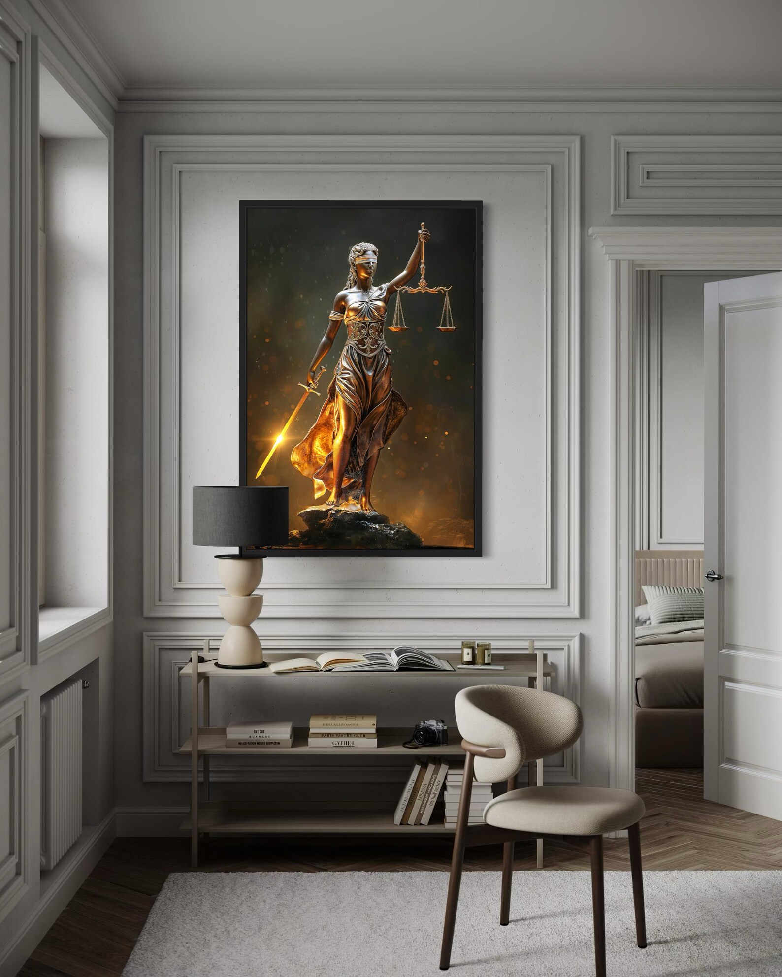 Law Wall Art Golden Lady Justice Canvas Print - Attorney Office Decor ...