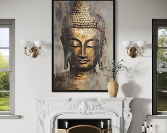 Buddha Portrait Abstract Painting Extra Large Canvas PRINT, Indian Wall Art Framed Or Unframed Ready To Hang