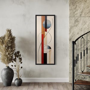 Mid Century Modern Vertical Wall Art, Tall Narrow Long Wall Decor Slim Canvas Artwork Ready To Hang