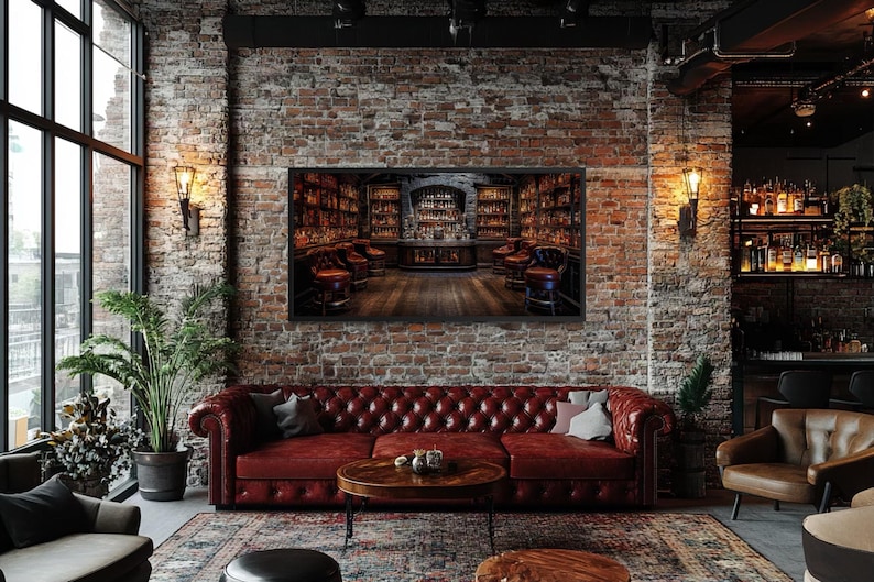 Retro Bar Painting Canvas PRINT, Man Cave Wall Art, Statement Wall Decor, Gifts For Him, Game Room Art, Framed, Unframed, Ready To Hang 画像 8