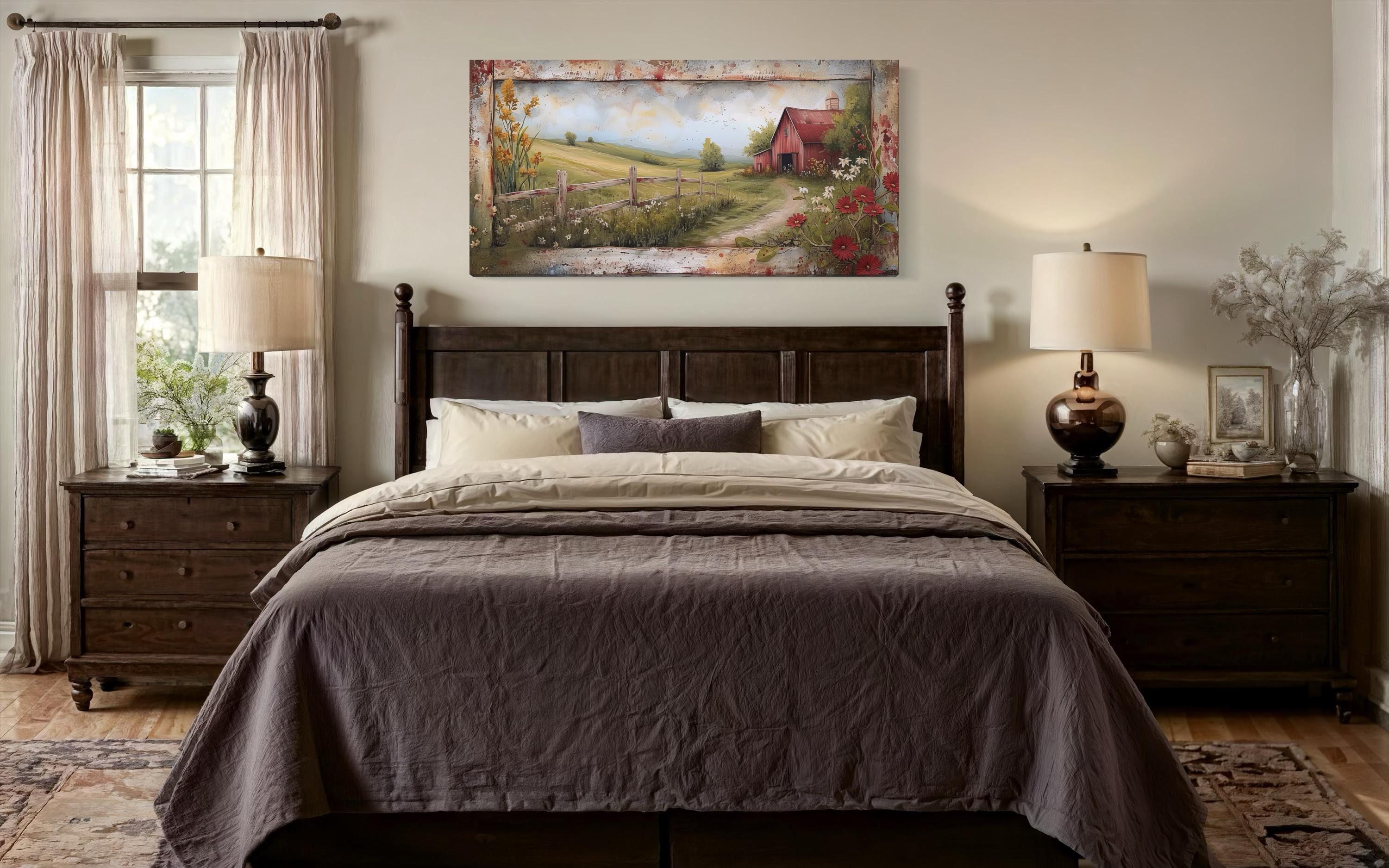 Photo inspiration: Rustic Chic Wall Decor For Apartments Reference: Rustic Farm Wall Art Old Red Barn Field Landscape Painting