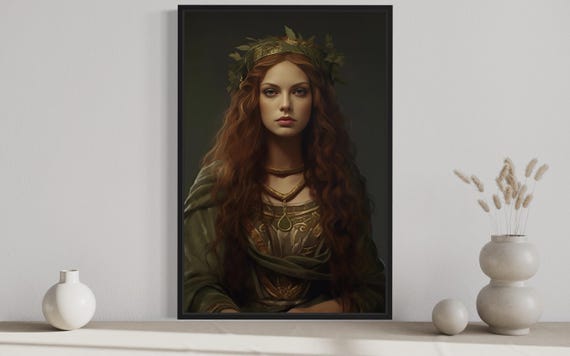 Danu Celtic Goddess Wall Art - Goddess of Water, Fertility, Wisdom, and Creation - Mythology Painting Framed Or Unframed Ready To Hang