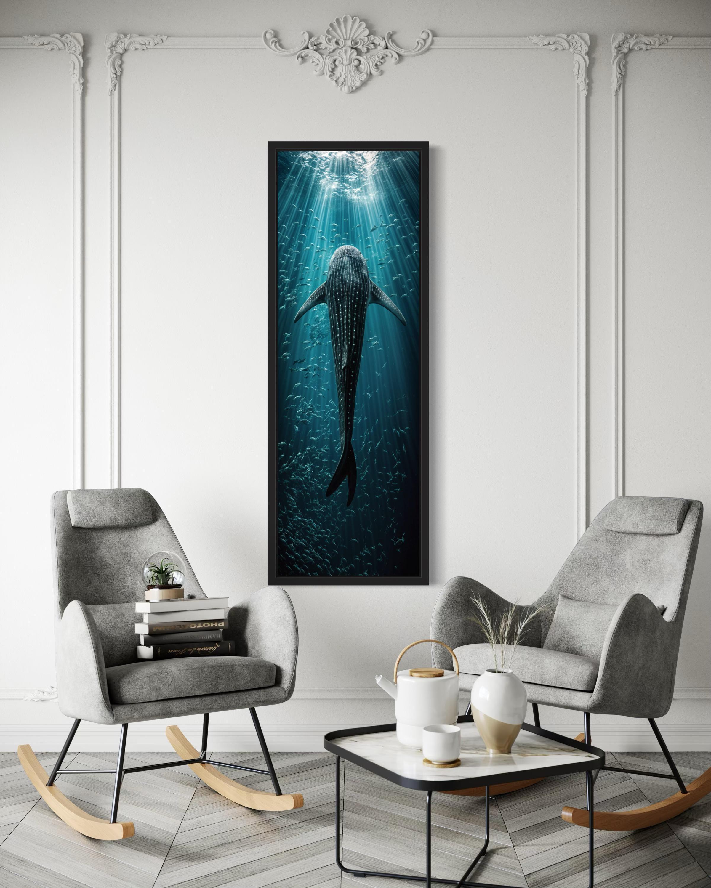Vertical Long Narrow Whale Shark Wall Art – Nautical Underwater Ocean ...