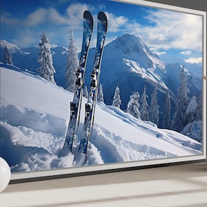 Skiing Wall Art, Ski in Snow at Mountain Resort Photography, Gift for Skiers, Framed Unframed Ready To Hang