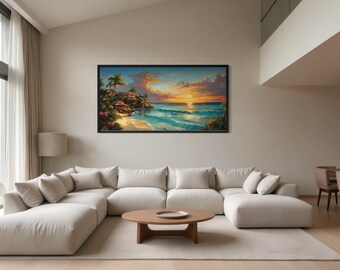 Jamaican Wall Art - Colorful Jamaica Sunset Beach Canvas Print