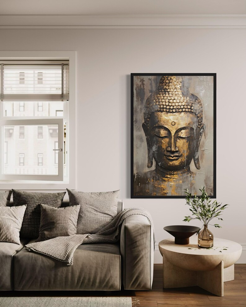 Buddha Portrait Abstract Painting Extra Large Canvas PRINT, Indian Wall ...