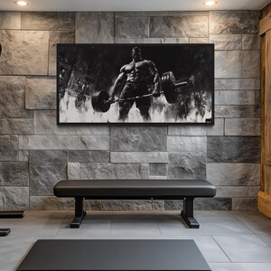 Motivational Gym Wall Art, Gym Canvas PRINT, Man Doing Deadlift Challenge Wall Decor, Sports Fitness Wall Decor Ready To Hang