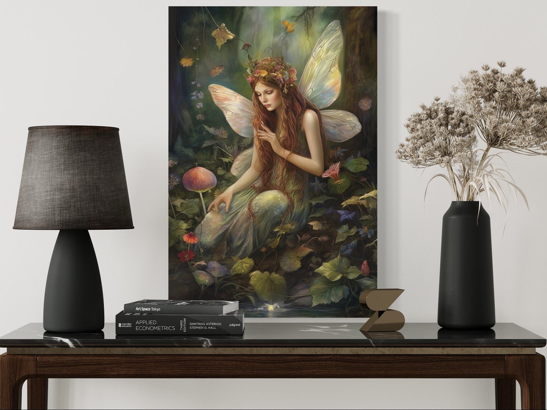 Beautiful Fairy in Enchanted Forest Oil Painting Girls Room Wall Art ...