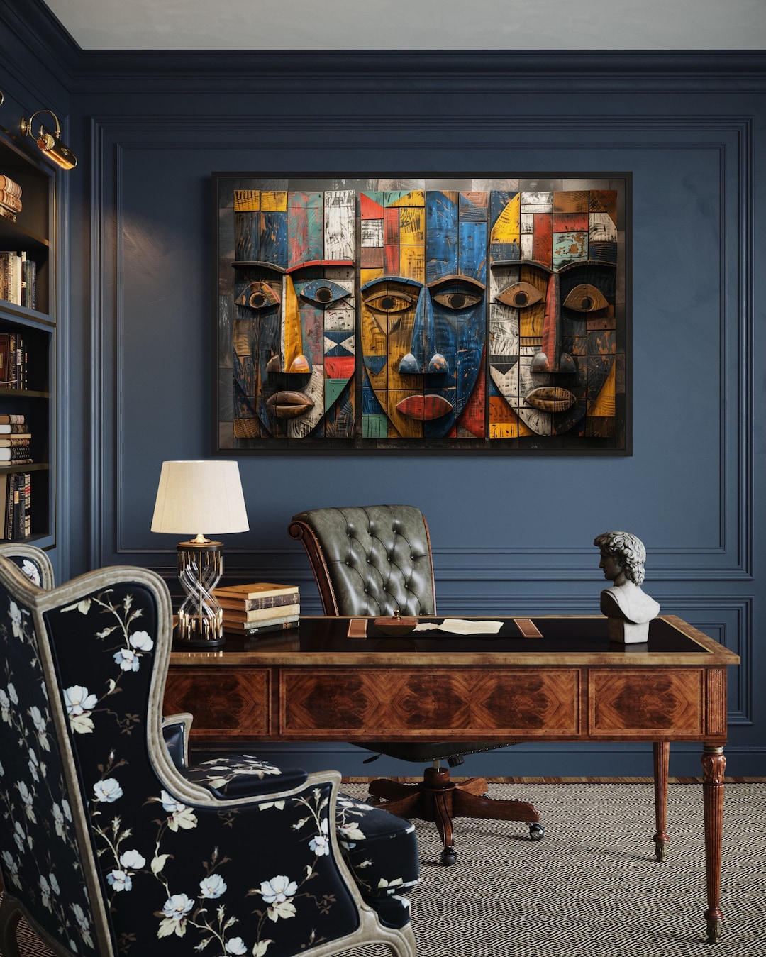 African Wall Art for Living Room, Abstract Tribal Masks Panting Canvas ...