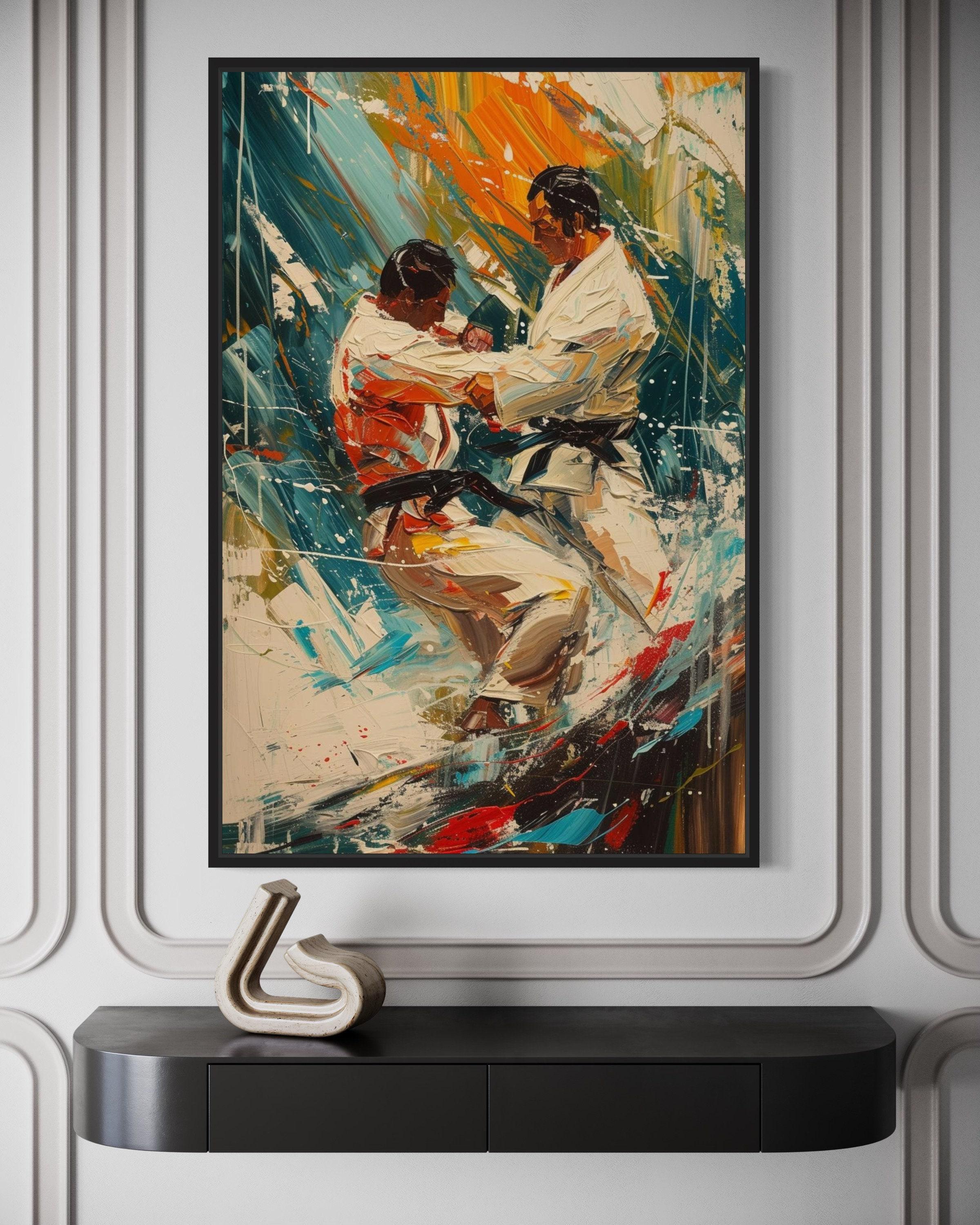 Martial Arts Wall Art, MMA Match Abstract Painting Canvas PRINT