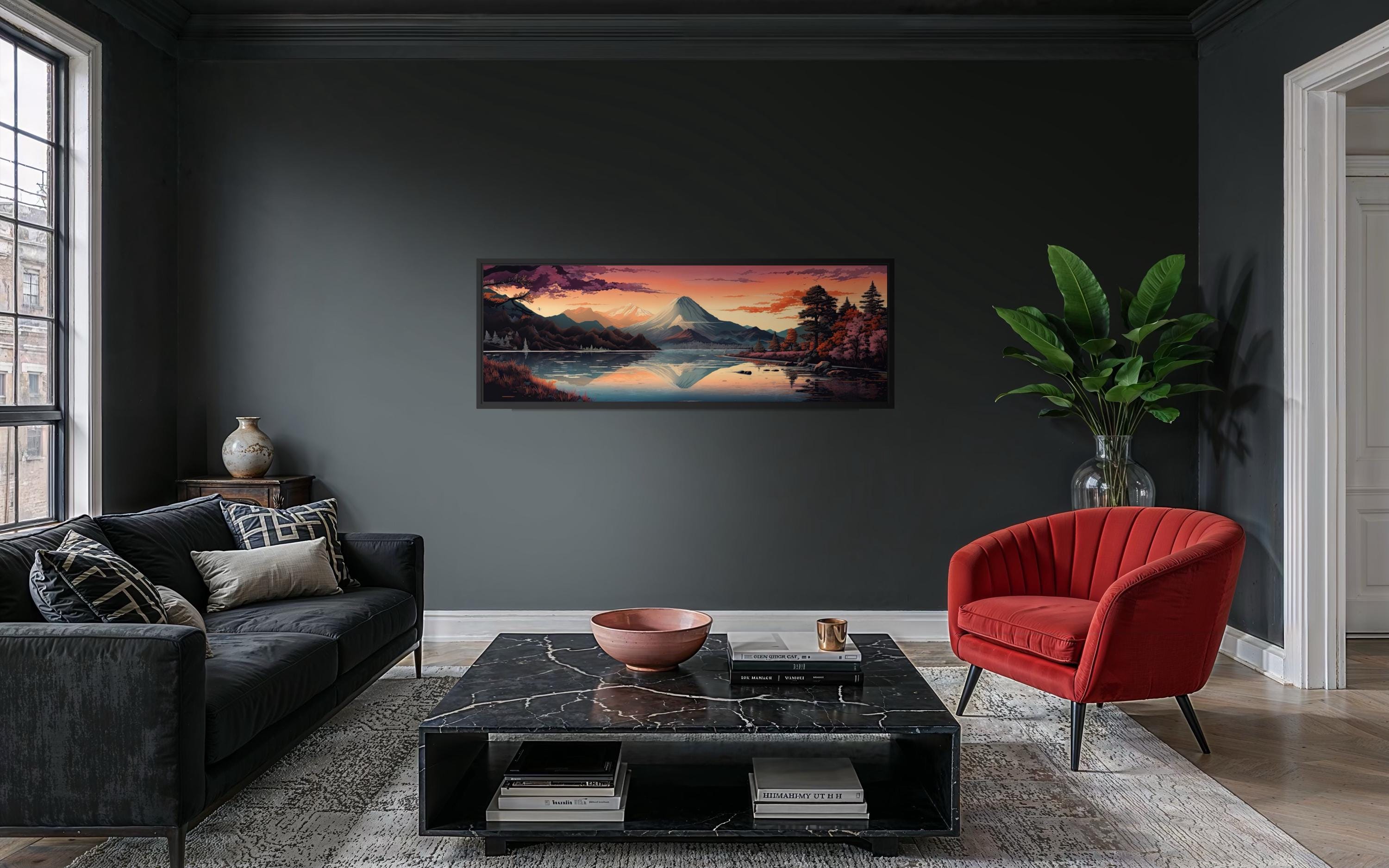 Japanese Landscape Wall Art, Mt. Fuji Panoramic Long Horizontal