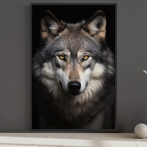 Wolf Photography Style Painting Cavas PRINT, Wolf Wall Art, Man Cave Wall Art, Game Room Decor, Framed Unframed Ready To Hang