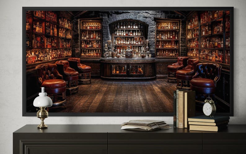 Retro Bar Painting Canvas PRINT, Man Cave Wall Art, Statement Wall Decor, Gifts For Him, Game Room Art, Framed, Unframed, Ready To Hang 画像 3