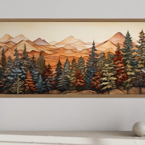 Rustic Bedroom Wall Art Above Bed Panoramic Forest Painted on Wood ...