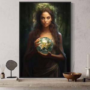 Mother Nature Wall Art - Gaia Greek  Goddess of The Earth, Mother of  Life - Mythology Painting Framed Or Unframed Ready To Hang