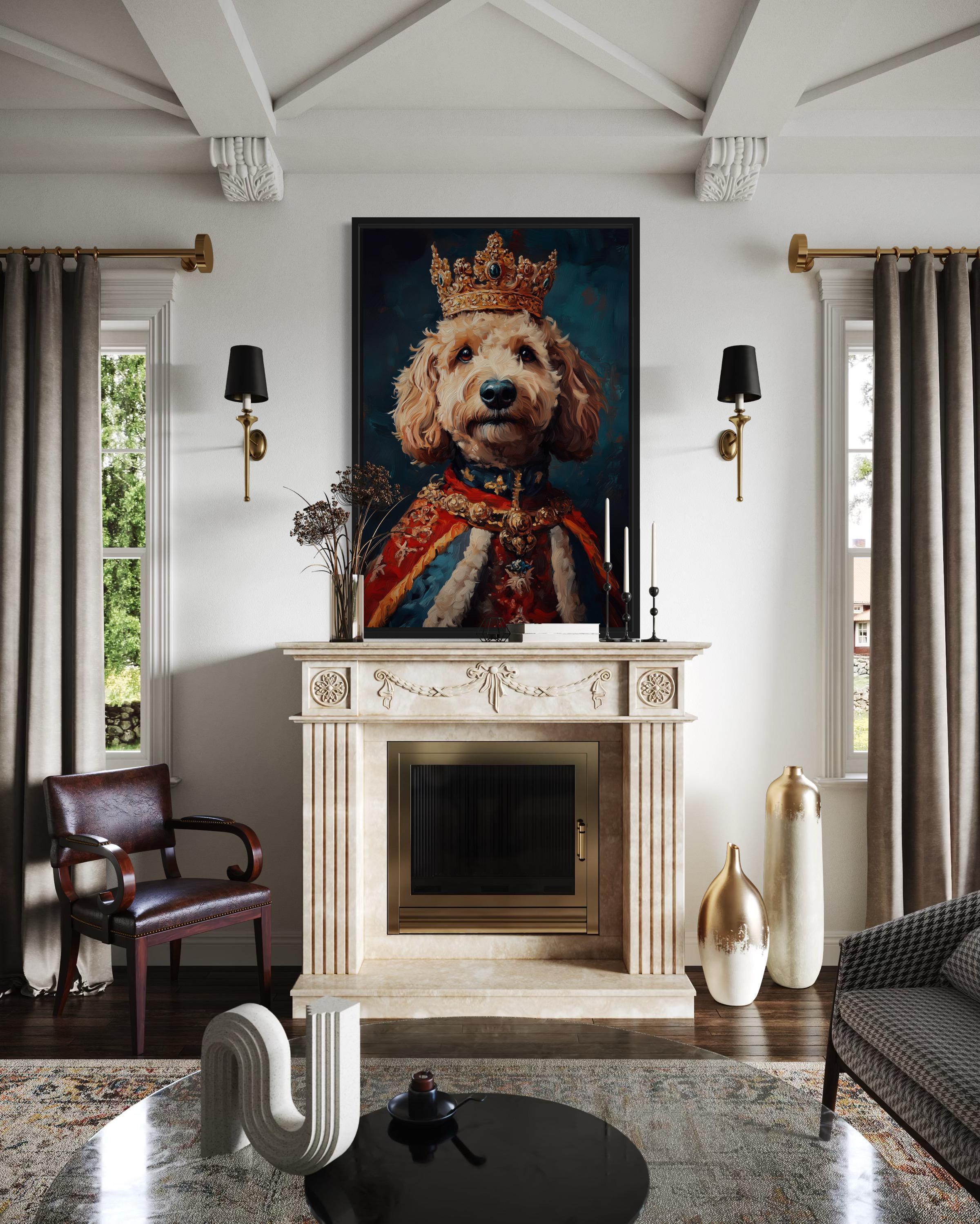 Goldendoodle King With Crown Royal Portrait Wall Art – Funny Dog