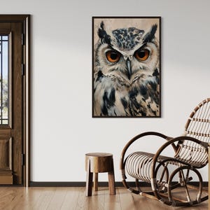 Owl Wall Art, Close Up Owl Painting Extra Large Painting Canvas PRINT, Farmhouse Style Birds Art PRINTs Framed Unframed Ready To Hang