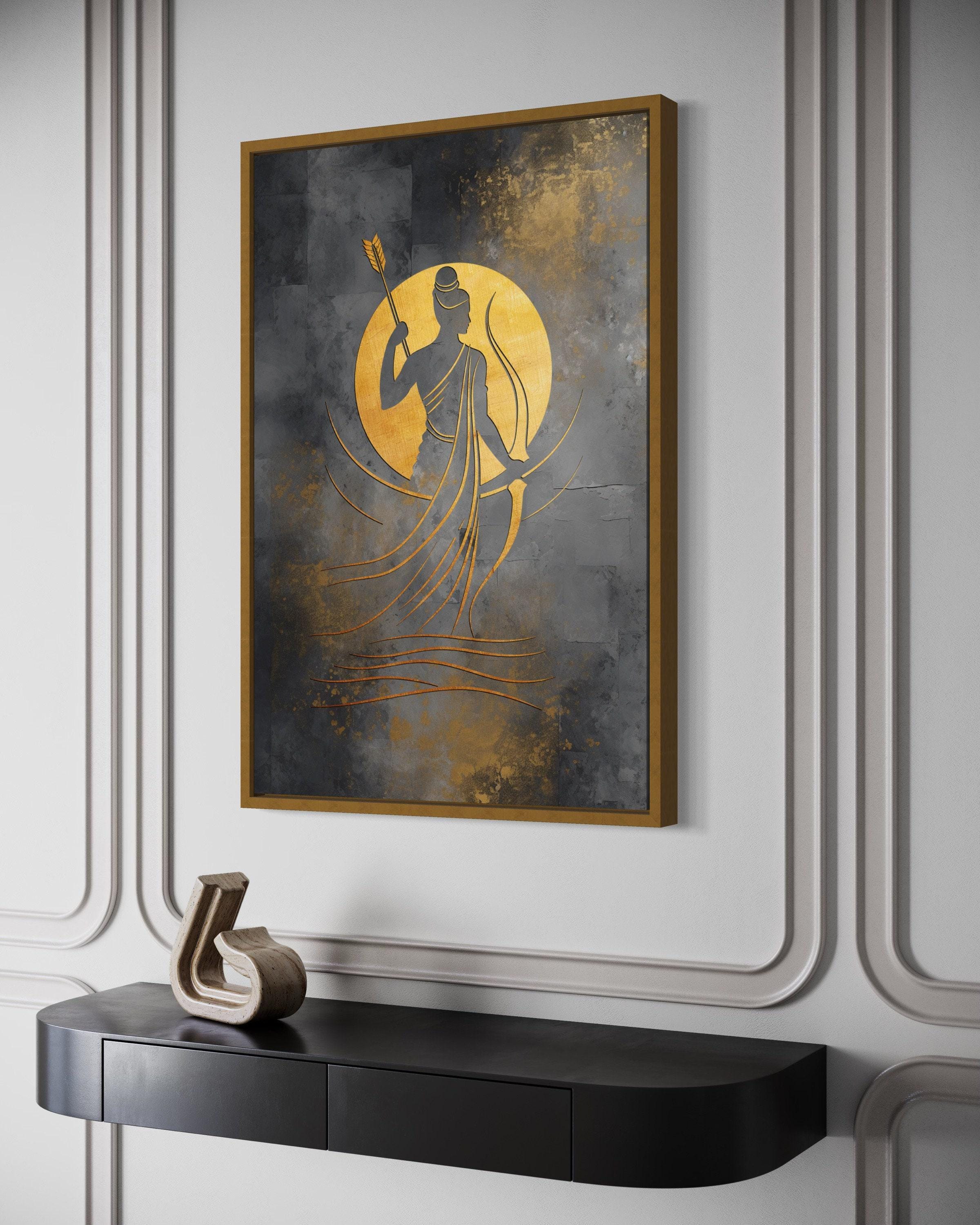 Minimalist Lord Rama Wall Art, Indian Deity, Hindu God Decor Gold ...