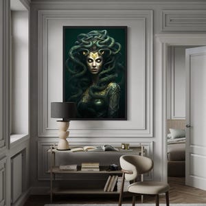 Medusa Gorgon Painting - Poster Or Canvas Print - Greek Mythology Wall Art Framed Or Unframed Ready To Hang