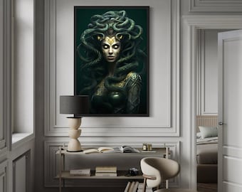 Medusa Gorgon Painting - Poster Or Canvas Print - Greek Mythology Wall Art Framed Or Unframed Ready To Hang