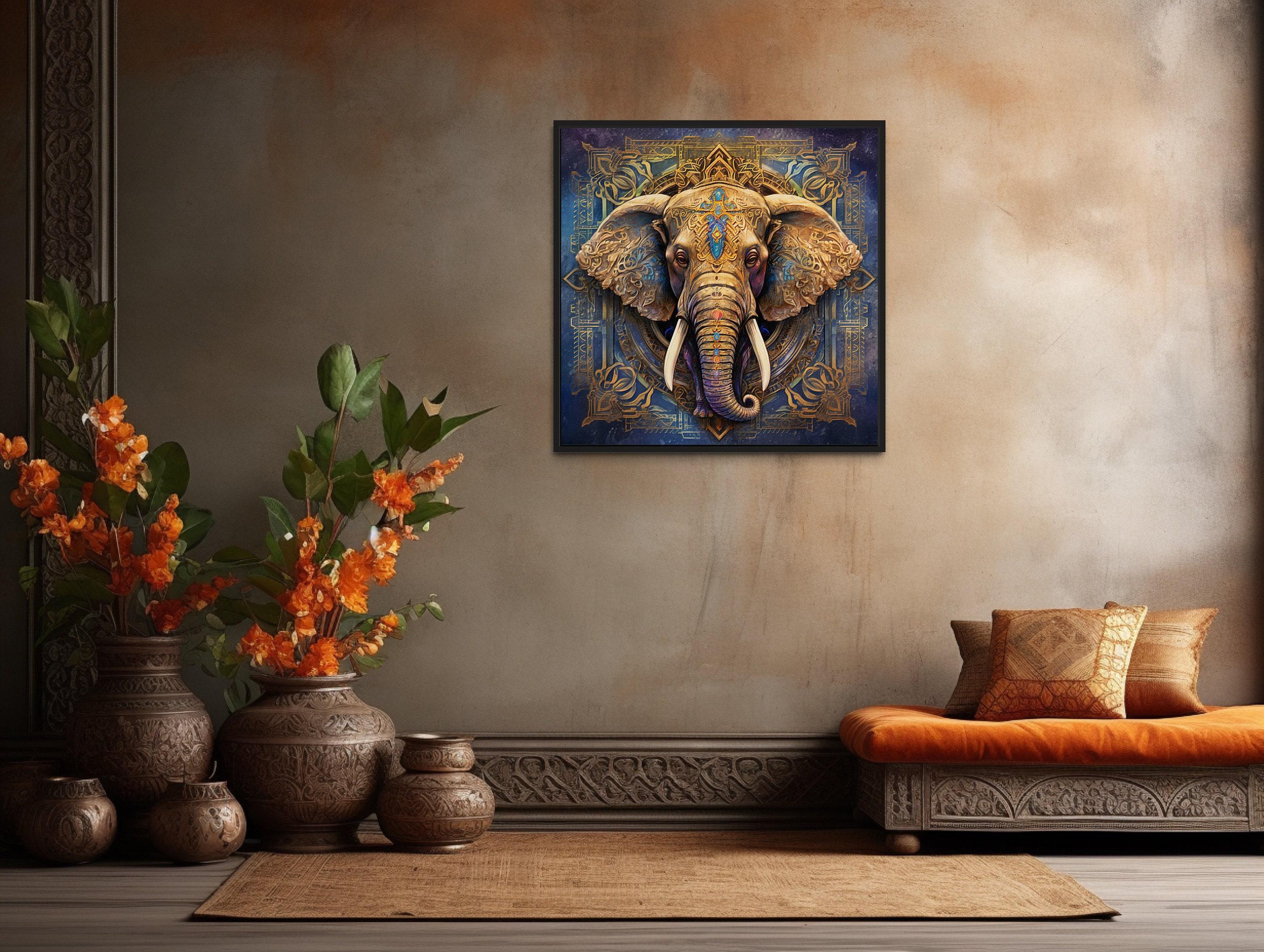 Mandala Elephant Wall Art - Indian Elephant Painting Canvas Print ...