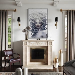 White Medusa Greek Gorgon Painting Canvas Print - Greek Mythology Painting Framed Or Unframed Ready To Hang