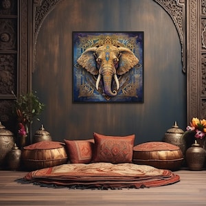 Mandala Elephant Wall Art - Indian Elephant Painting Canvas Print - Indian Wall Decor, Spiritual Meditation Decor Framed Ready To Hang Bild 10