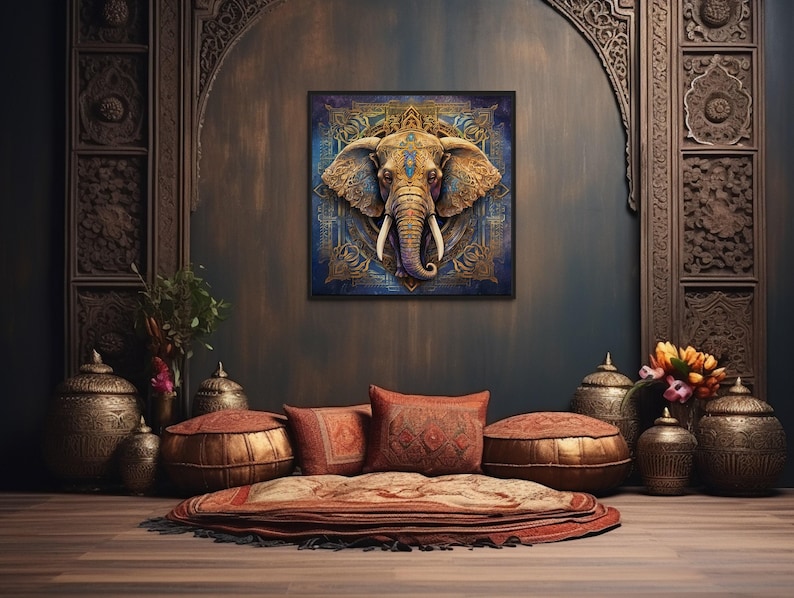 Mandala Elephant Wall Art - Indian Elephant Painting Canvas Print - Indian Wall Decor, Spiritual Meditation Decor Framed Ready To Hang Bild 10