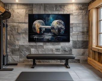 Barbell Graffiti Painting Canvas Print - Gym Wall Art - Motivational Fitness Sports Wall Decor Framed Unframed Ready to Hang