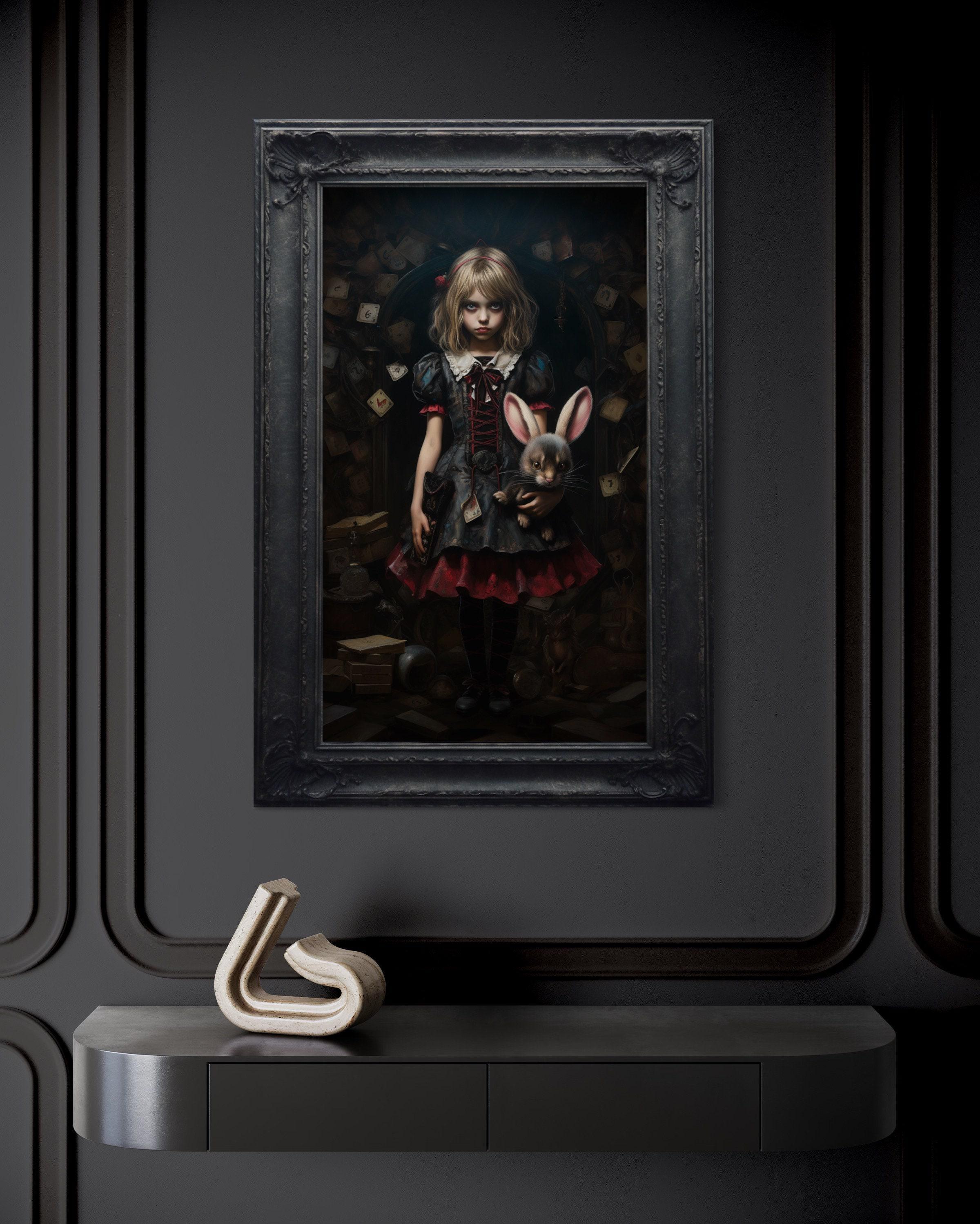 Alice in Wonderland アートパネル Gothic Alice in Wonderland Painting Canvas PRINT, Dark