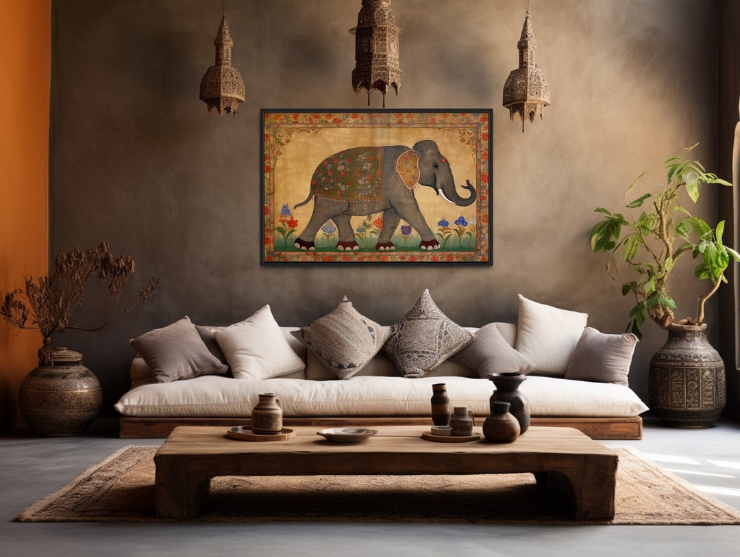 Indian Elephant Painting Canvas Print - Traditional Indian Wall Art ...
