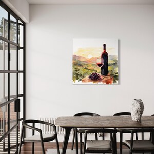 Wine and Vineyard Watercolor Painting Canvas PRINT, Italian Landscape ...