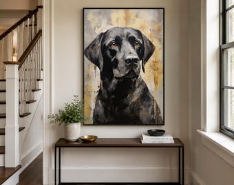 Black Lab Abstract Portrait, Labrador Retriever Personalized Painting Cavas PRINT, Gift For Dog Owners, Large Wall Art Framed Ready To Hang
