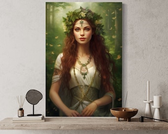 Aine Irish Goddess Poster - Summer, Wealth and Sovereignty Painting Canvas Print - Celtic Mythology Wall Art  Framed Unframed Ready To Hang