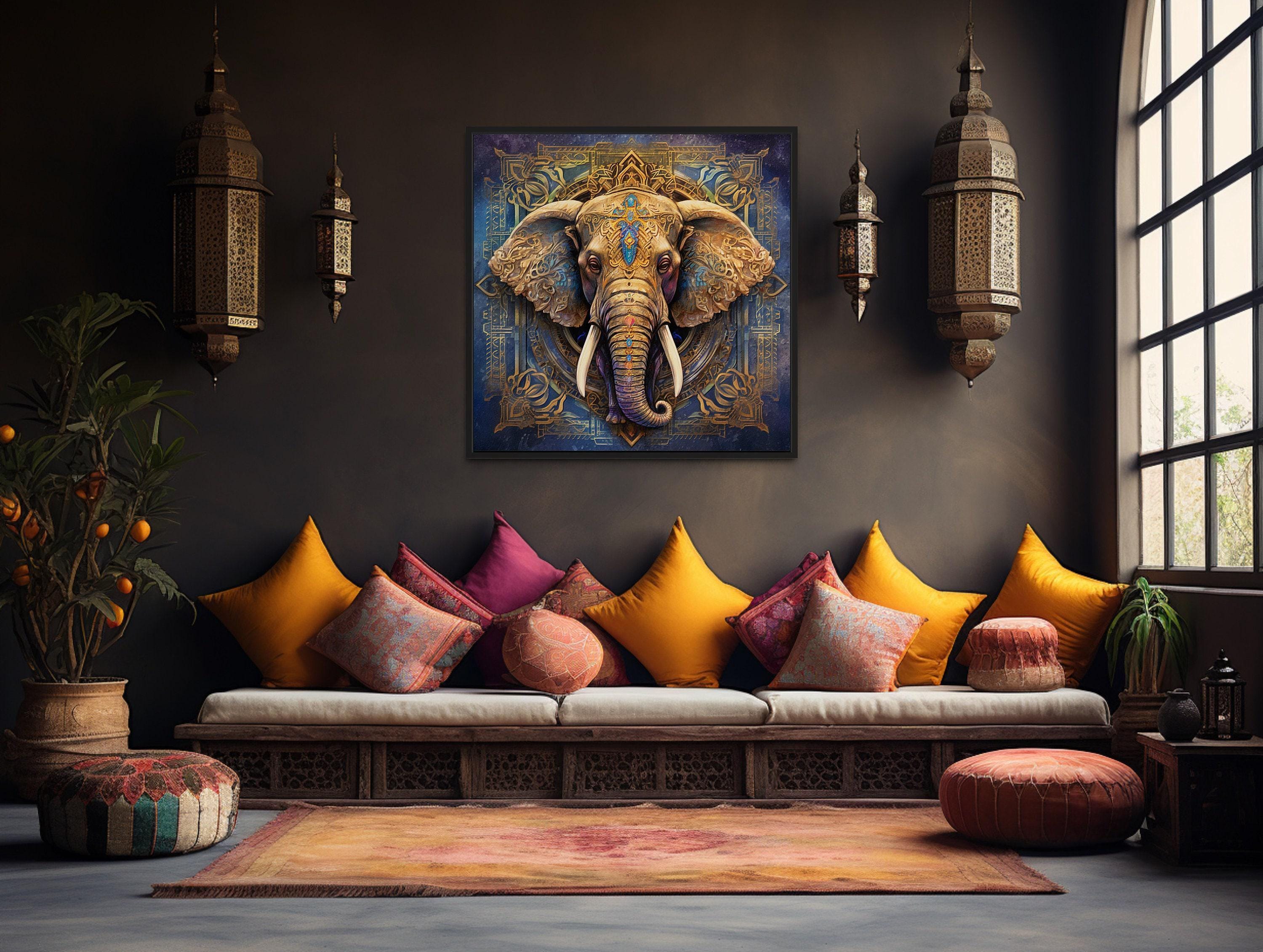 Mandala Elephant Wall Art - Indian Elephant Painting Canvas Print ...