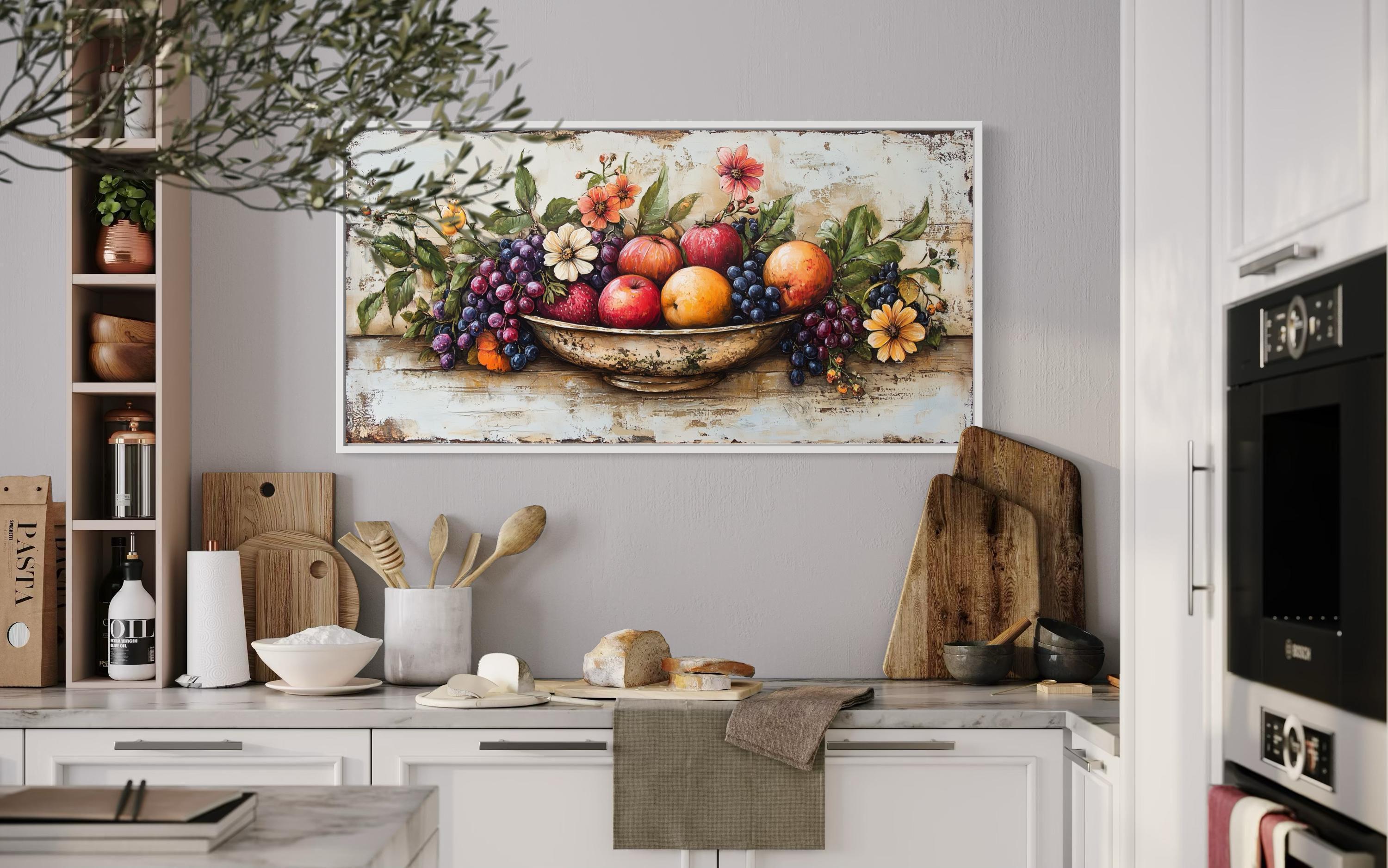 Farmhouse Kitchen Wall Art, Dining Room Wall Decor, Rustic Fruit 