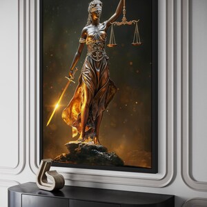 Law Wall Art Golden Lady Justice Canvas Print - Attorney Office Decor ...