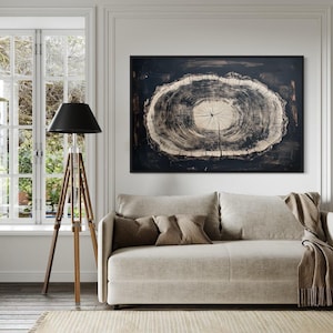 Arte de parede com anéis de árvores rústicas, pintura em tela de madeira com tocos de árvores para decoração de cabana ou casa de fazenda, emoldurada e pronta para pendurar