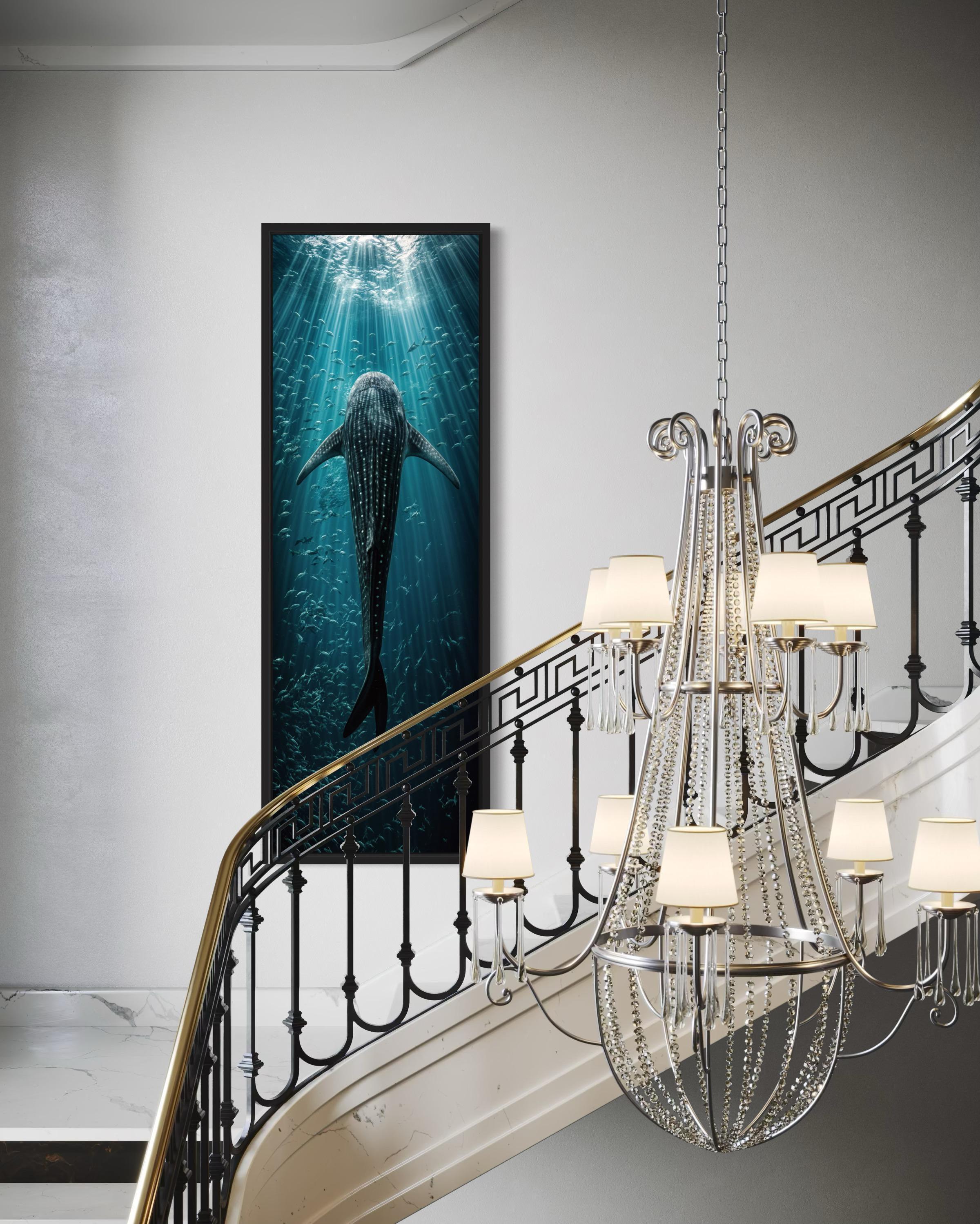 Vertical Long Narrow Whale Shark Wall Art – Nautical Underwater Ocean ...