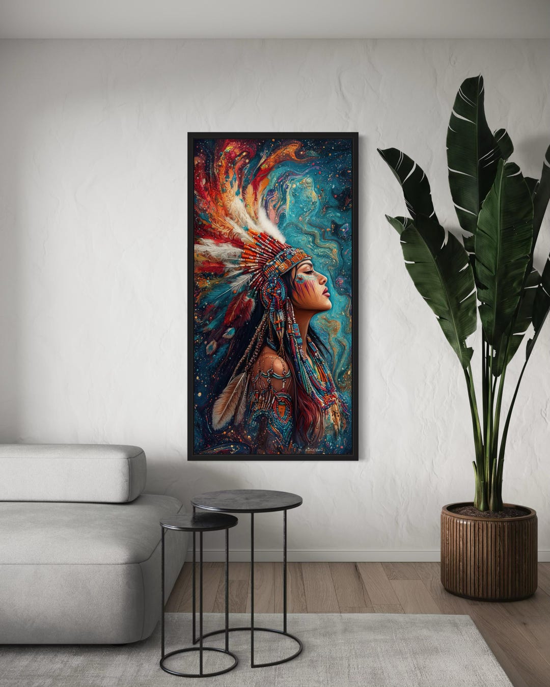 Native American Wall Art - Beautiful Aboriginal Woman Painting Canvas ...