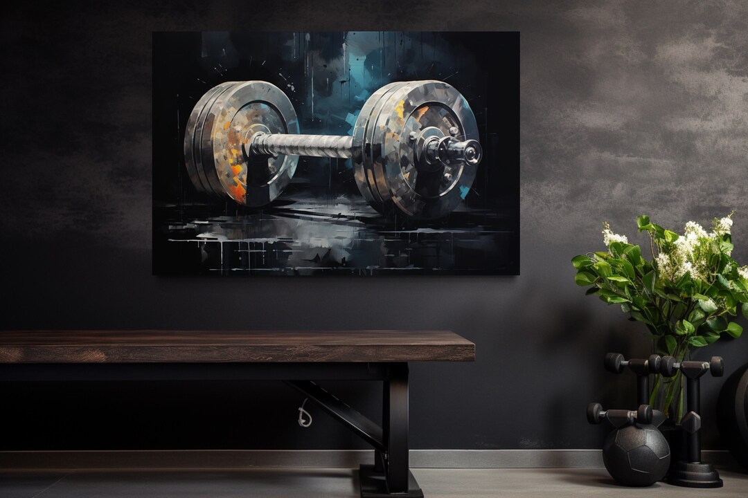 Barbell Graffiti Painting Canvas PRINT Gym Wall Art Motivational