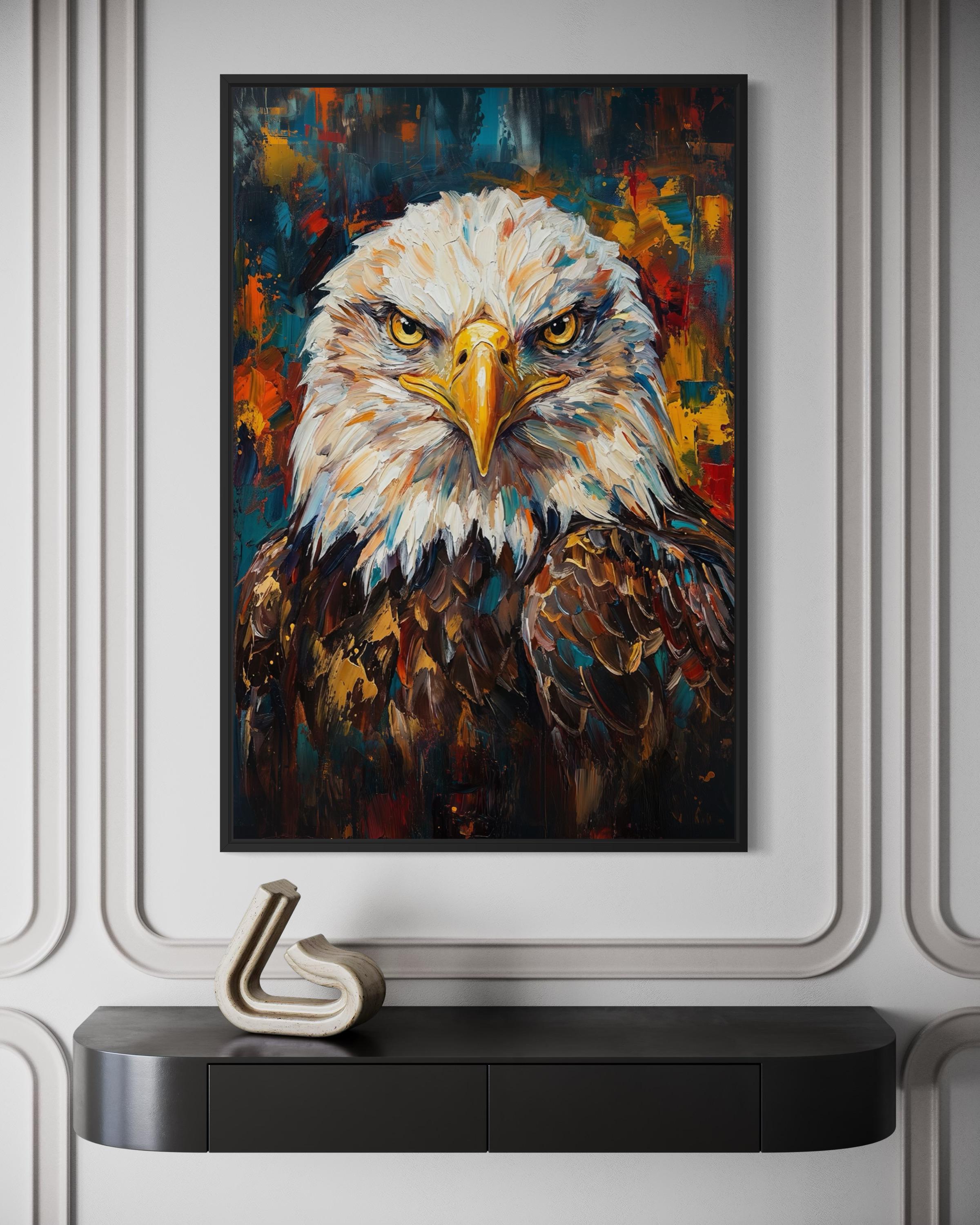 Bald Eagle Canvas Wall Art – Patriotic American Symbol Painting, Bold ...