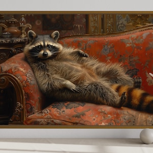Fat Raccoon Victorian Portrait Oil Painting Canvas Print - Chubby Giant ...