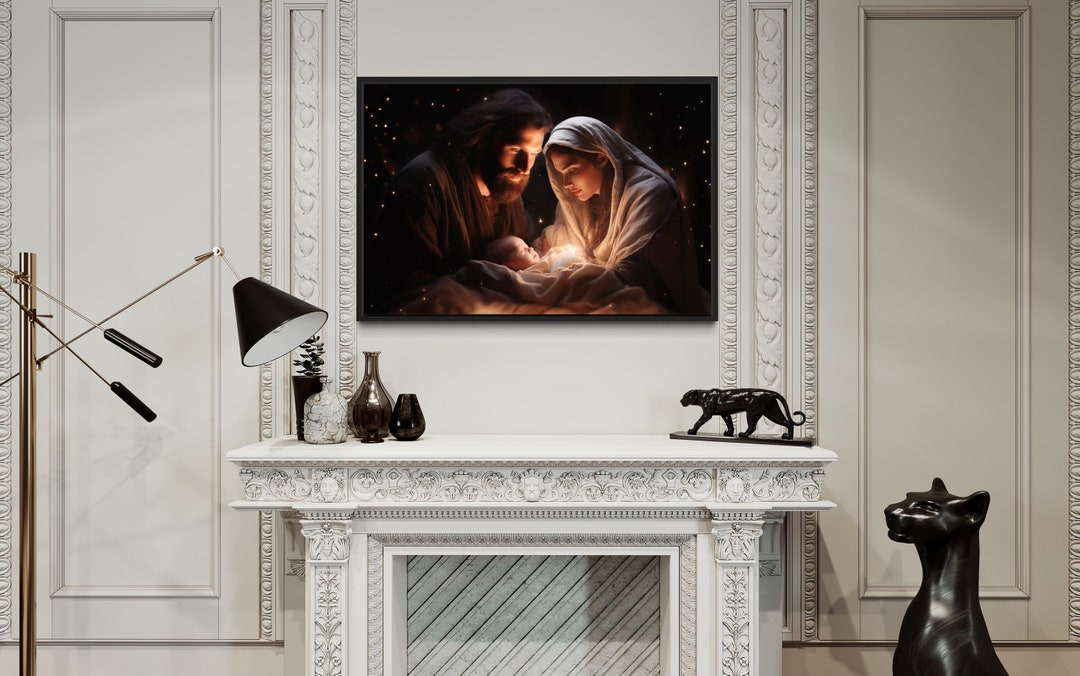 Nativity Scene Wall Art Baby Jesus, Mary and Joseph Painting Canvas ...