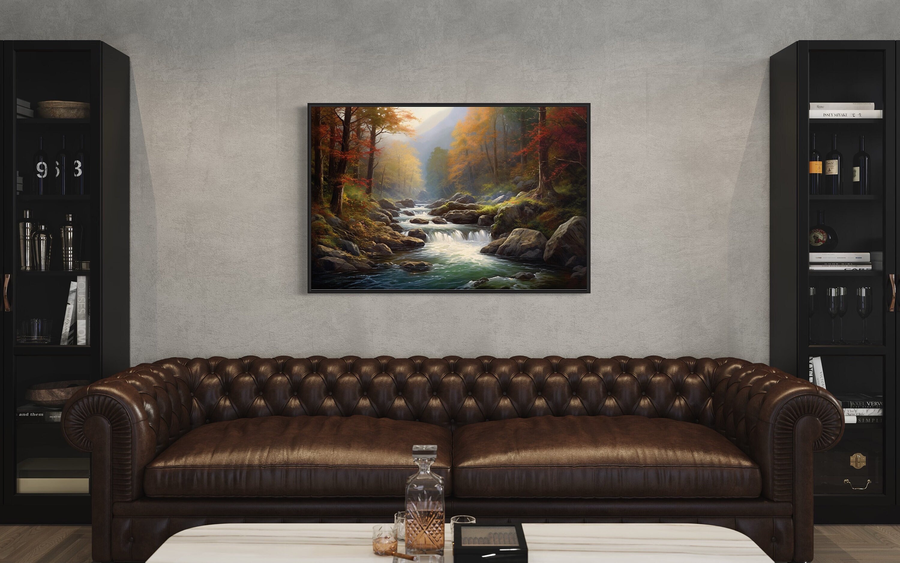 Mountain River Wall Art Mountain Forest and River Landscape Etsy