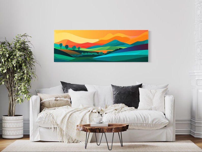 Mid Century Modern Mountain Wall Art Abstract Panoramic Etsy Canada