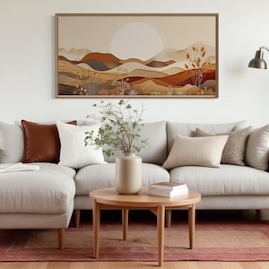 Boho Desert Landscape Earth Tones Wall Art - Neutral Arizona Desert Painting Canvas PRINT, Southwestern Art  Framed, Unframed, Ready To Hang