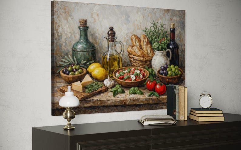 Mediterranean Food Wall Art Canvas Print, Rustic Italian Still Life ...